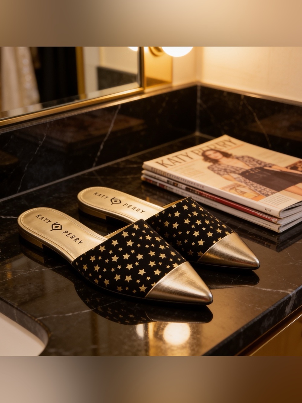 Katy Perry Gold Logo Slide Sandal - Picture 1 of 6